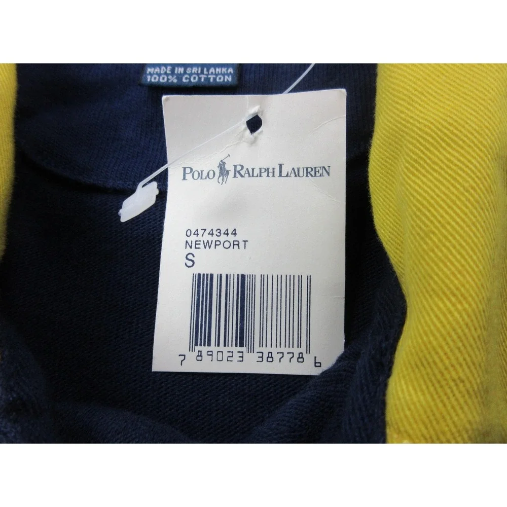 Vintage Polo Ralph Lauren Polo Shirt Mens Small Blue Rugby Cotton Newport‎ Logo